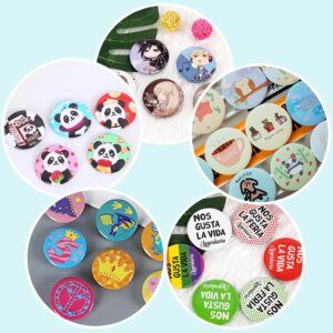 Happizza 100 Sets 75mm(3 inch) Button Parts for Button Maker Machine 75mm, Round Badge Button Making Supplies Blank Pin Back, includes Metal Cover, Plastic Button Back Cover, Clear Film&Blank Paper