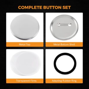 BEAMNOVA 100 Sets of Metal Button Supplies Blank 58mm / 2.28 in (Approx. 2-1/4 inch) for Button Maker Machine, Slick Metallic Back, Badge Making Parts Round DIY Pin Maker