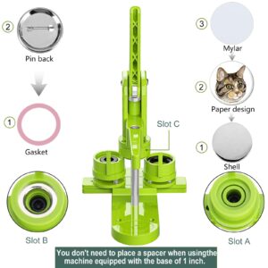 Button Maker Machine Multiple Sizes - 1+1.25+2.25 Inch Pin Maker Machine SuFly DIY Push Pull Button Press with DIY Button, Metal Shell, Pin Backs, Clear Film