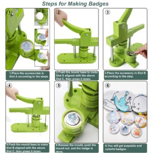 Button Maker Machine Multiple Sizes - 1+1.25+2.25 Inch Pin Maker Machine SuFly DIY Push Pull Button Press with DIY Button, Metal Shell, Pin Backs, Clear Film