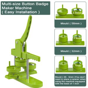 Button Maker Machine Multiple Sizes - 1+1.25+2.25 Inch Pin Maker Machine SuFly DIY Push Pull Button Press with DIY Button, Metal Shell, Pin Backs, Clear Film