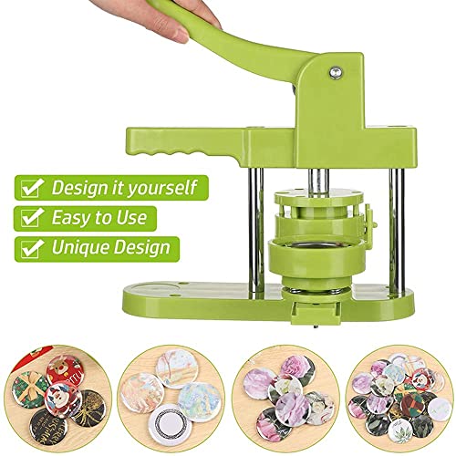 Onetuon Button Badge Maker Machine kit 37mm (1-1/2 inch) DIY Pin Button Maker Press Machine Badge Punch Press with Free 100pcs Button Parts&Pictures&Circle Cutter (1-1/2INCH (37MM))