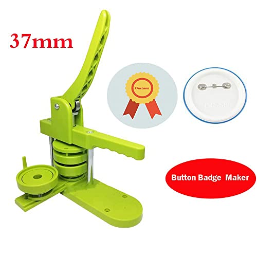 Onetuon Button Badge Maker Machine kit 37mm (1-1/2 inch) DIY Pin Button Maker Press Machine Badge Punch Press with Free 100pcs Button Parts&Pictures&Circle Cutter (1-1/2INCH (37MM))