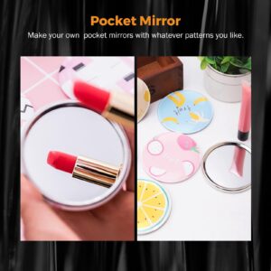 BEAMNOVA 100 Sets of Pocket Mirrors 58mm / 2.28 in (Approx. 2-1/4 inch) Round Button Parts Supplies for Button Maker Machine