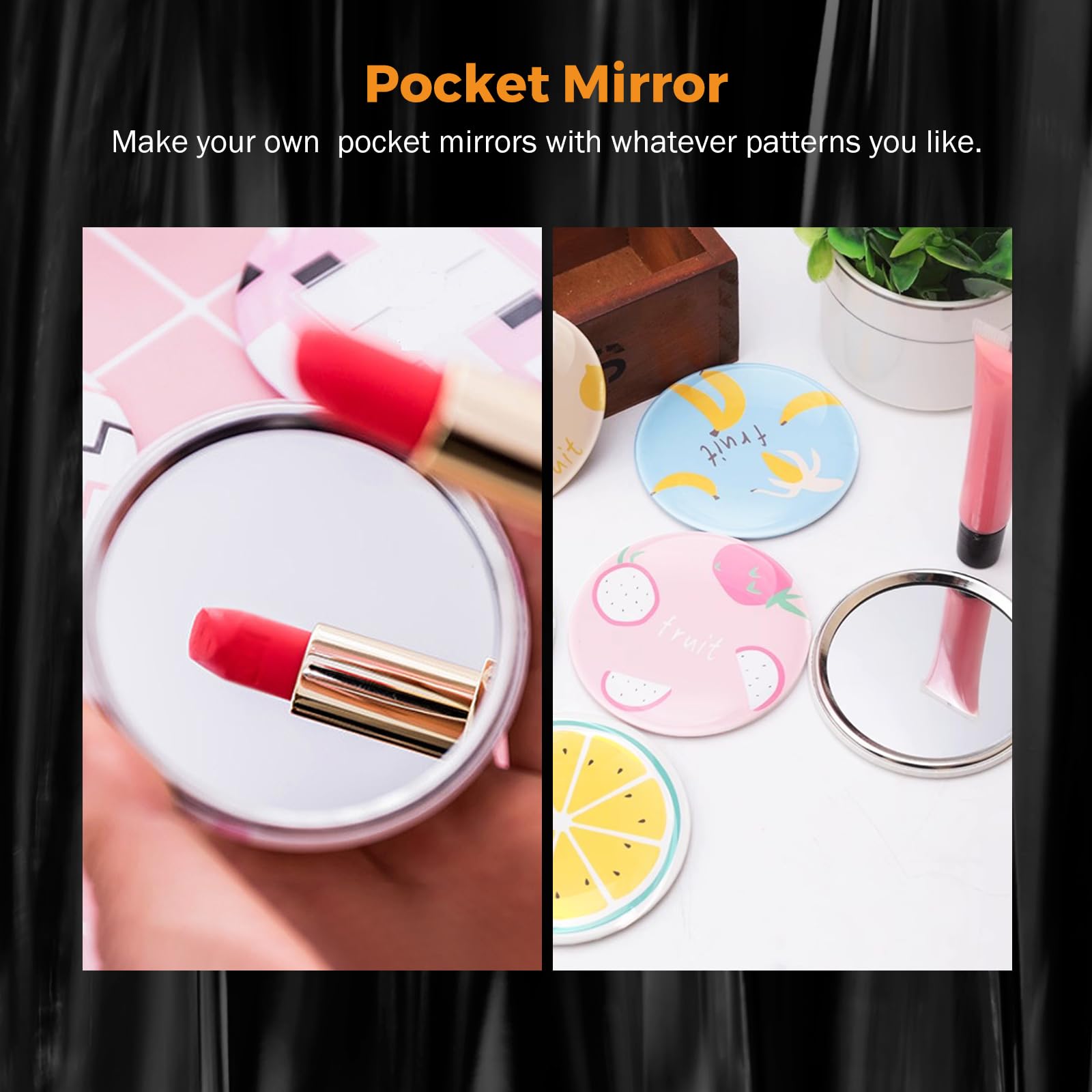 BEAMNOVA 100 Sets of Pocket Mirrors 58mm / 2.28 in (Approx. 2-1/4 inch) Round Button Parts Supplies for Button Maker Machine