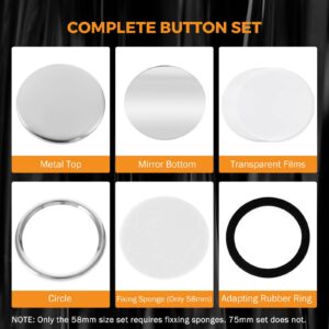 BEAMNOVA 100 Sets of Pocket Mirrors 58mm / 2.28 in (Approx. 2-1/4 inch) Round Button Parts Supplies for Button Maker Machine