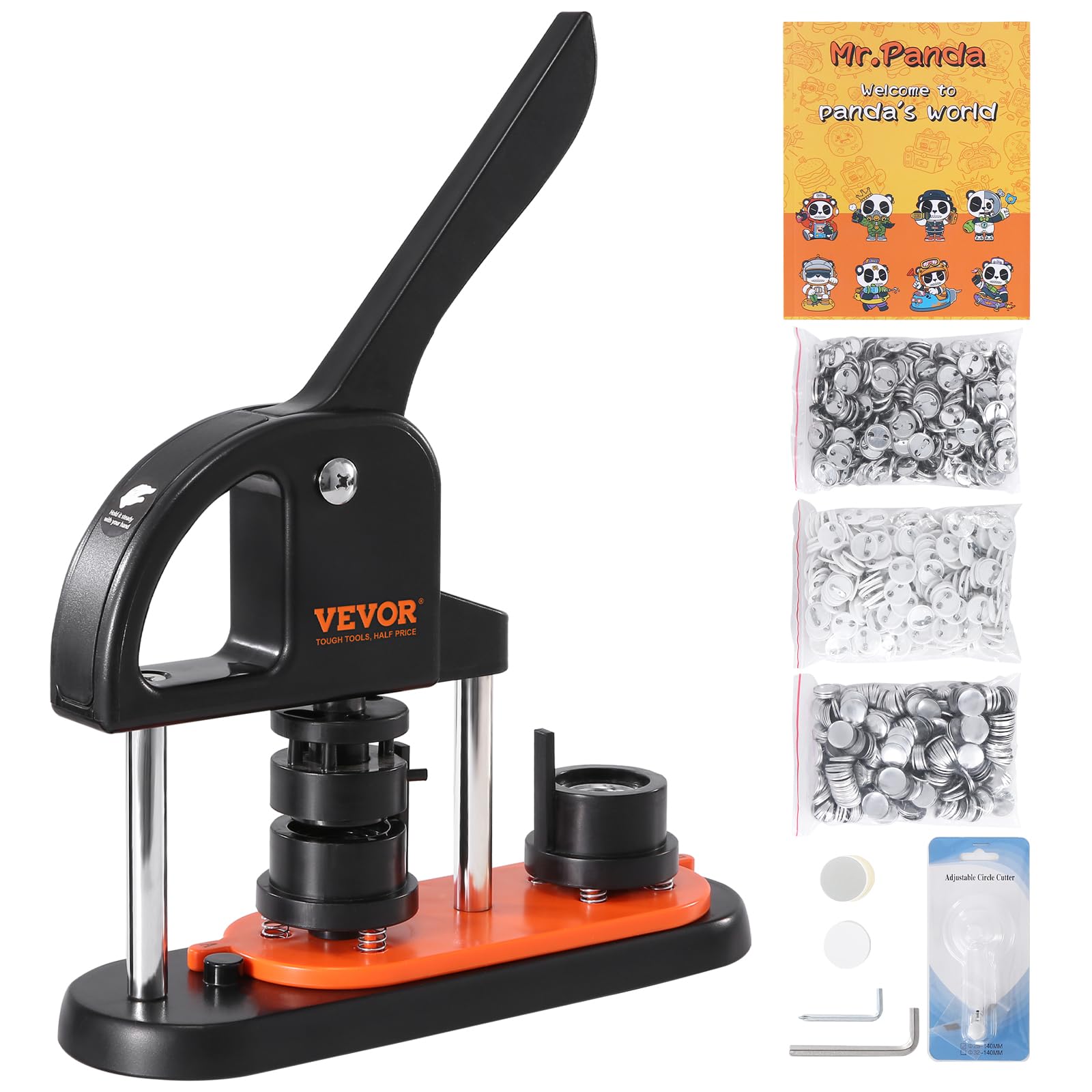 VEVOR Button Maker Machine, 0.98 inch/25mm Pin Maker, Installation-Free Badge Punch Press Kit, Children DIY Gifts Button Making Supplies with 500pcs Button Parts, Circle Cutter, Magic Book