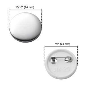 Yescom 500pcs Blank Button Making Supplies Round Pin Badge Parts Metal Kit for Button Maker Machine DIY(1",25mm)