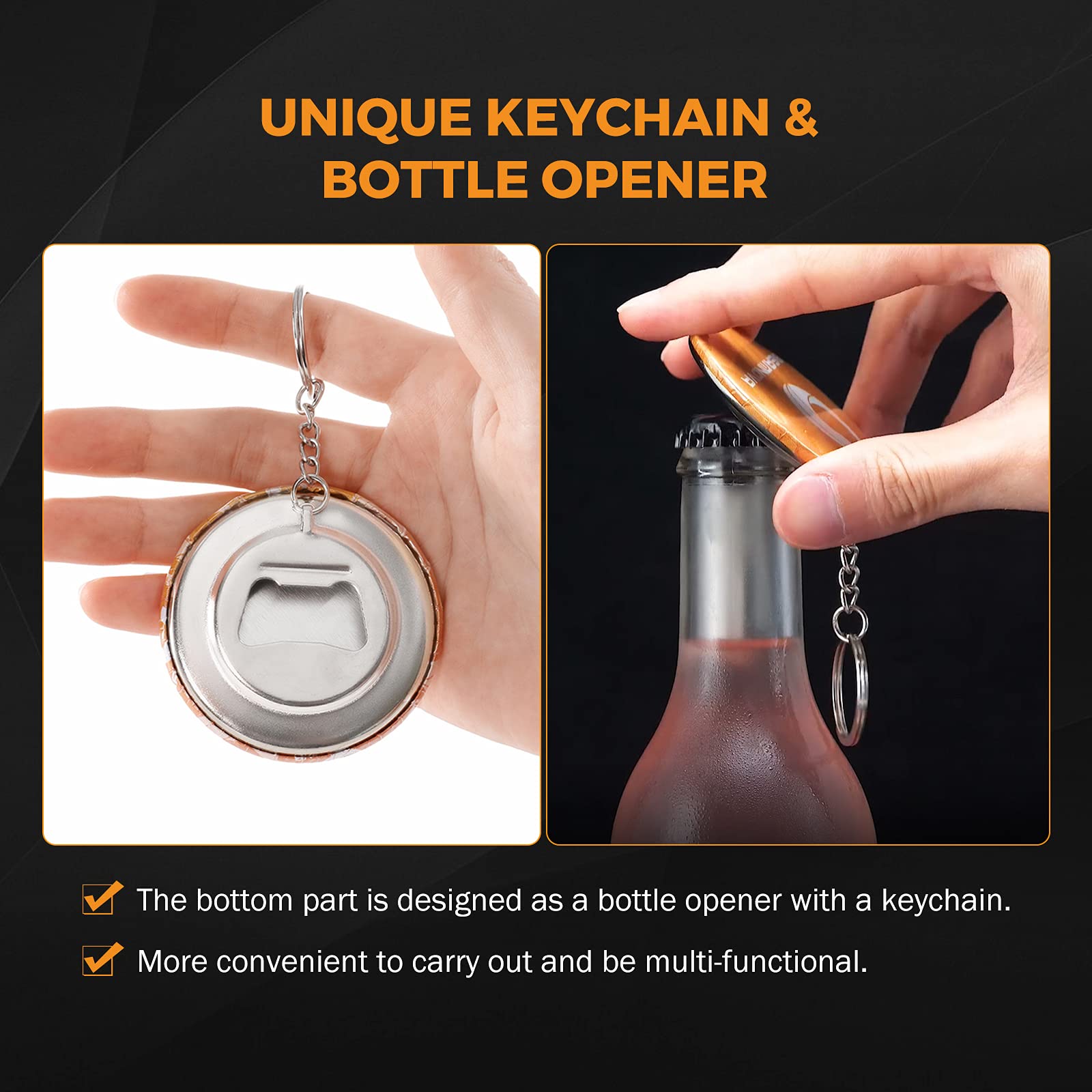 BEAMNOVA Metal Button Parts Supplies 100 Set of 58mm / 2.28 in (2-1/4 inch) Keychain Bottle Opener for Button Maker Machine