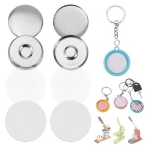 BEAMNOVA 50 Sets of Metal Button Supplies for 32mm 1.26 in (1-1/4 inch) Button Maker Double-Sided Keychain Parts for Button Making Machine Round Badge Crafts Press Maker Supplies