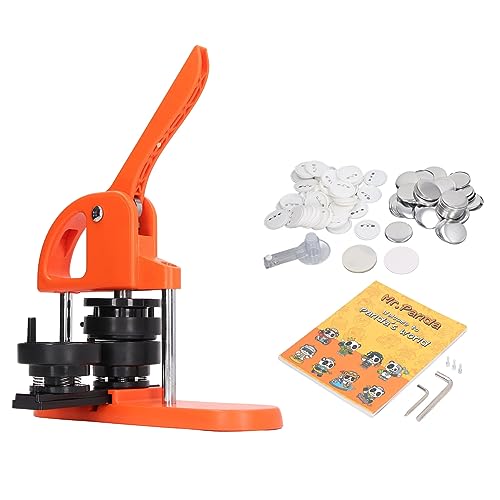 Button Maker Machine, Multiple Sizes 1+1.25+2.25 Inch DIY Pins Badge Button Pressing Machine, Badge Punch Press with 100pcs Button Parts, Circle Cutter, Magic Book (32mm)