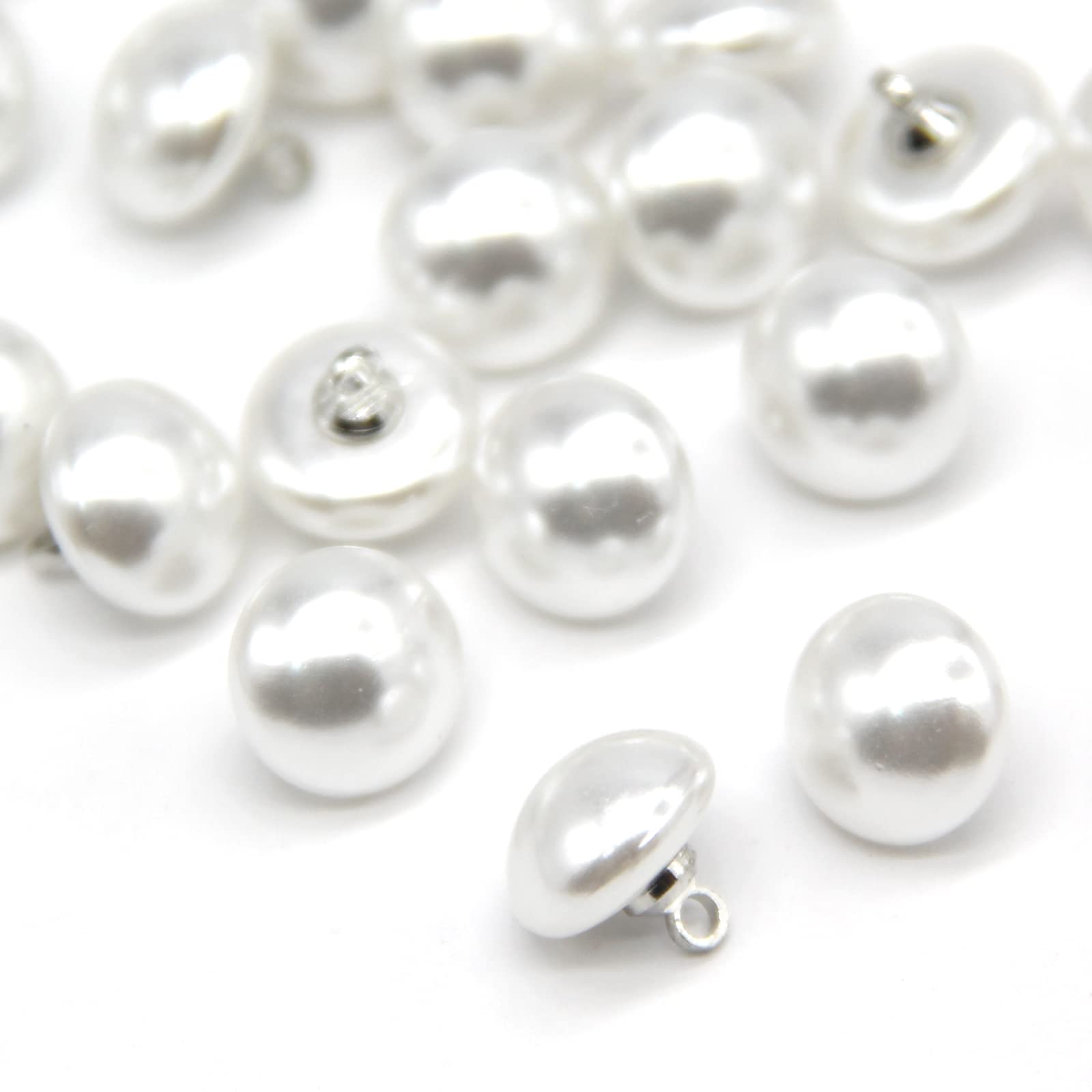 USOSOU 10mm Mushroom Semicircle Pearl Buttons, White Faux Pearl Buttons for Sewing, Shirts, Skirts, Wedding Dresses, Jewelry Decorations, DIY Crafts (40pcs 10mm(0.394inch))