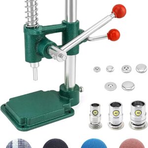 HACSYP Hand Press Punching Machine, Handmade Fabric Covered Button Maker Machine Kit, Cloth Button Cover Making Machine DIY Tools with 3 Molds