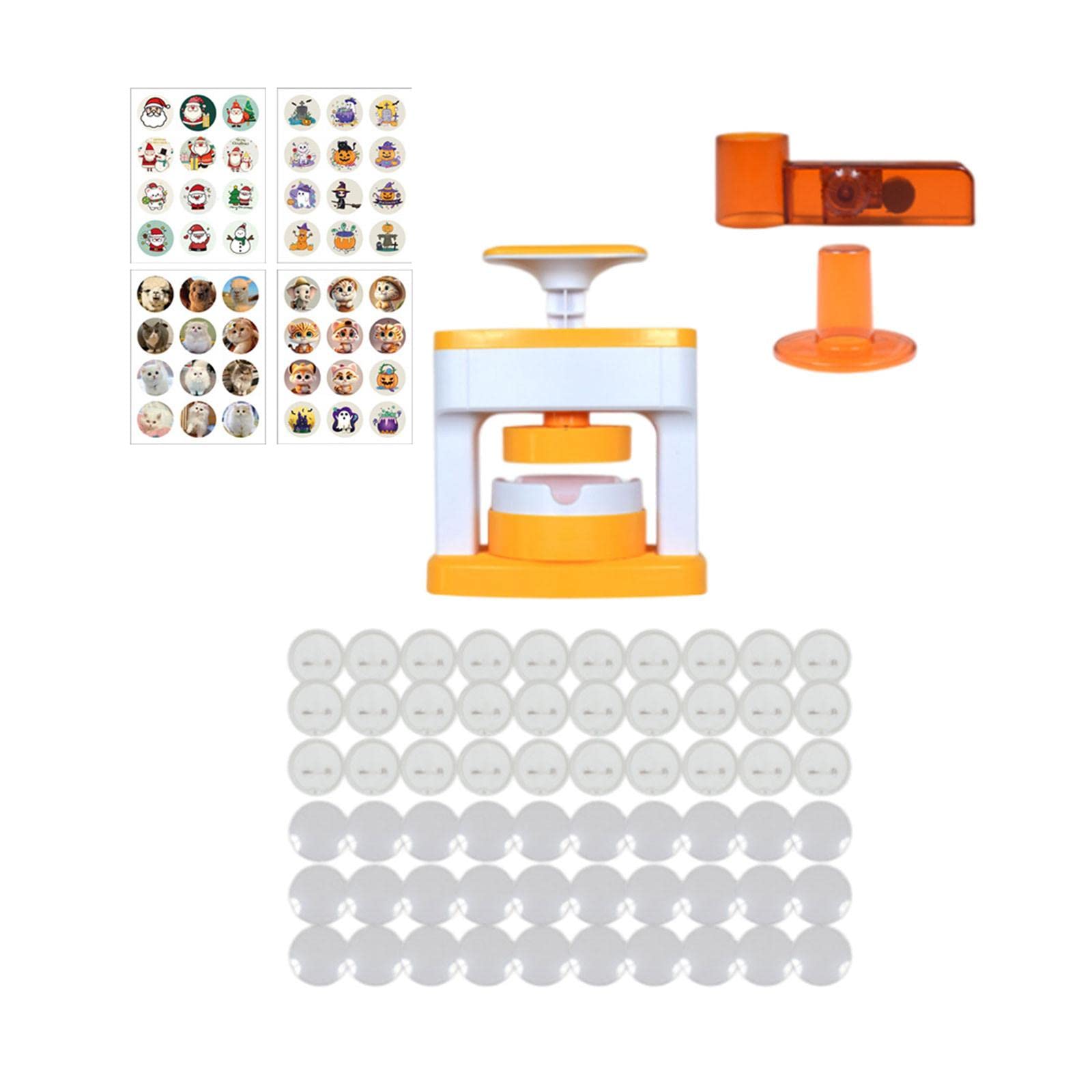 DYNWAVE DIY Pin Badge Button Maker Brooch Pin Making Machine Lightweight Decoration Supplies Creative Badge Die Mould Button Maker Machine for Kids, with 48 Set