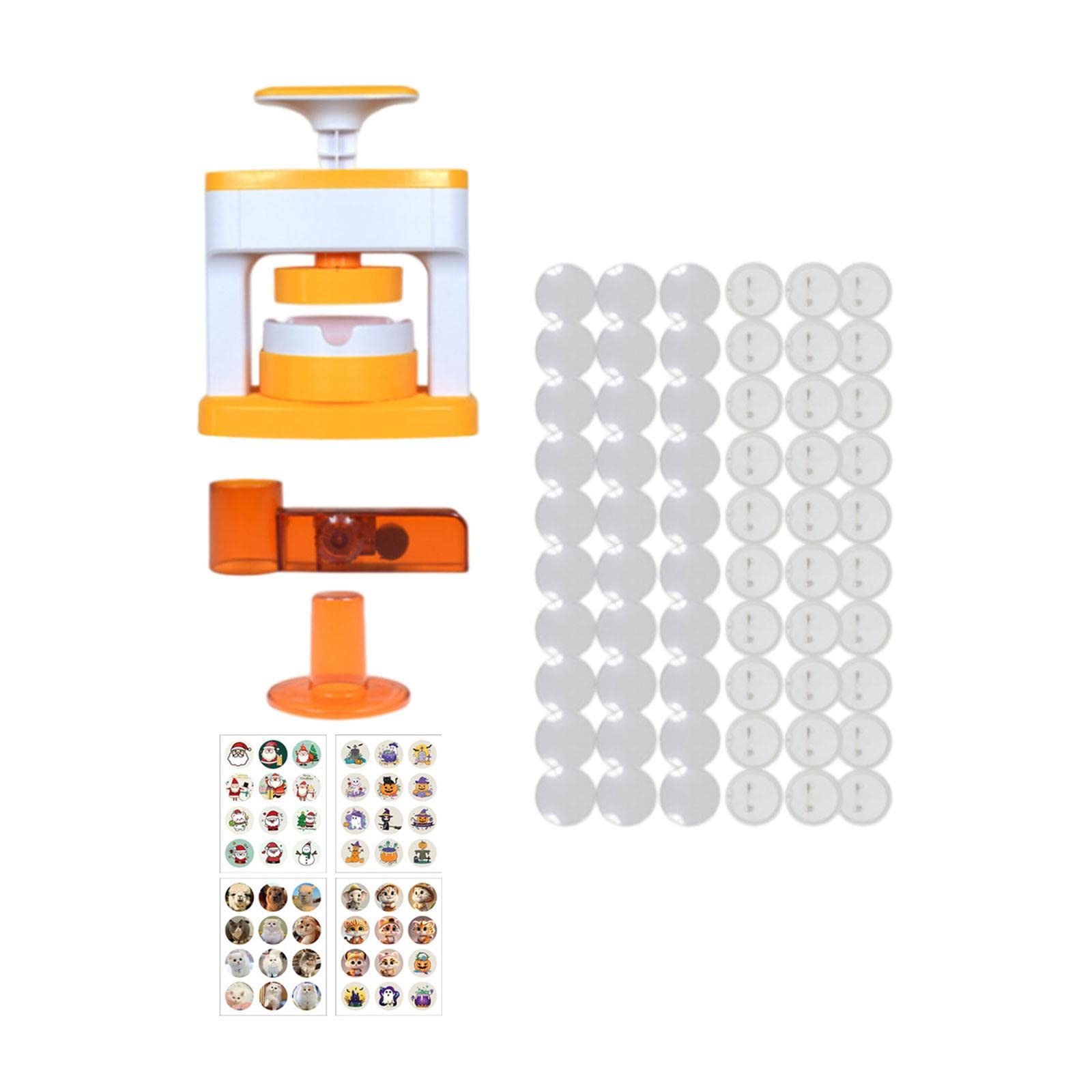 DYNWAVE DIY Pin Badge Button Maker Brooch Pin Making Machine Lightweight Decoration Supplies Creative Badge Die Mould Button Maker Machine for Kids, with 48 Set