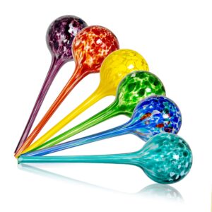 wyndham house, 6 piece watering globe set, colorful hand-blown glass plant watering system