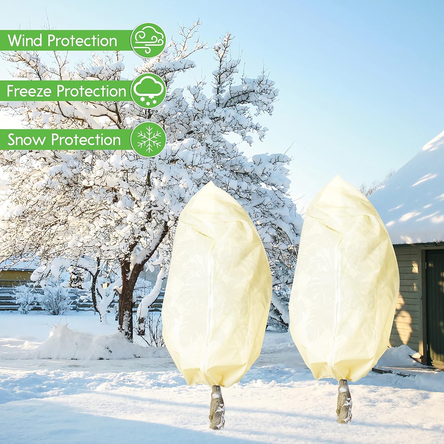 Bonviee 4 Packs Plant Covers Freeze Protection-47.24”×70.86” Large Tree Covers Frost Protection Blankets for Plants, Reusable Shrub Jakets Covers for Winter, with Drawstring & Zipper