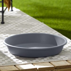 The HC Companies 21 Inch Round Plastic Classic Plant Saucer - Indoor Outdoor Plant Trays for Pots - 21"x21"x3.63" Warm Gray