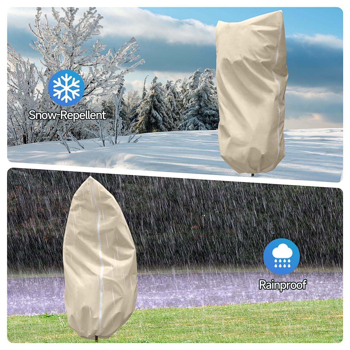 Plant Covers Winter Freeze Protection, 4 Pack 47" x 71" Plant Cover with Zipper and Drawstring Reusable Outdoor Plants Frost Cloth, Frost Cloth for Winter, Plant Blankets for Cold Weather (4 Pack)