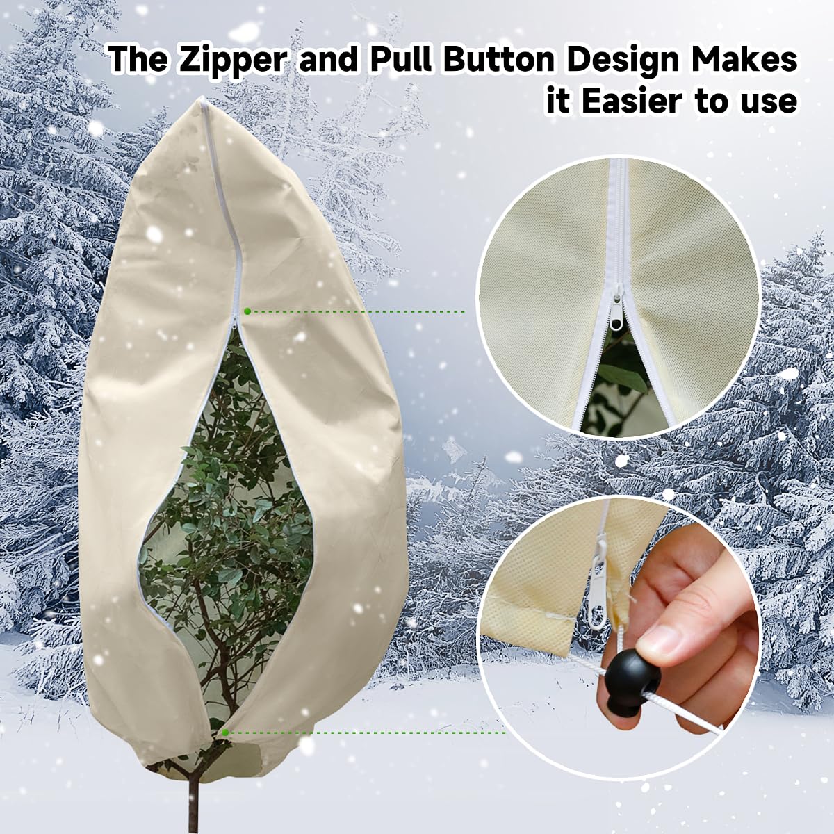 Plant Covers Winter Freeze Protection, 4 Pack 47" x 71" Plant Cover with Zipper and Drawstring Reusable Outdoor Plants Frost Cloth, Frost Cloth for Winter, Plant Blankets for Cold Weather (4 Pack)