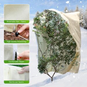 Plant Covers Winter Freeze Protection, 4 Pack 47" x 71" Plant Cover with Zipper and Drawstring Reusable Outdoor Plants Frost Cloth, Frost Cloth for Winter, Plant Blankets for Cold Weather (4 Pack)