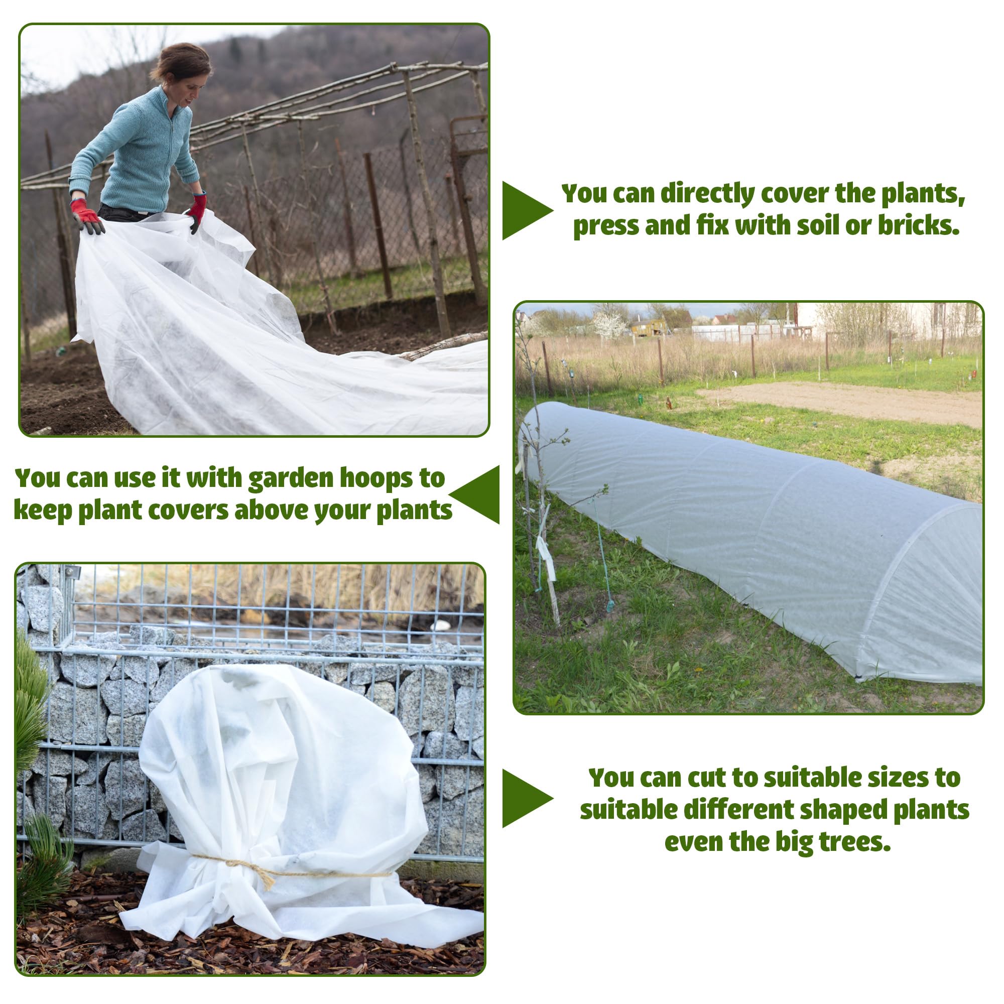 peony man Plant Cover Freeze Protection 1.05oz/yd² Garden Row Blanket Cover 10 x 50Ft Garden Floating Row Cover Reusable Frost Cloth for Winter Cold Weather Outdoor Plant Protection