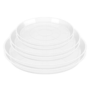 oupsaui 4 6 8 inch plant saucer pot tray, 6 pack clear plant saucers for indoors and outdoors, large plastic dish suacer water drip tray for potted plants flowers (4 6 8 inches)