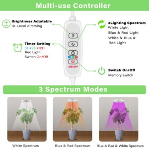 WEEAEEW Grow Light for Indoor Plants, Full Spectrum Plant Lamp 61" LED Tall Halo Grow Lights for Plant with Automatic Timer, 72 LEDs Plant Light Height and Brightness Adjustable