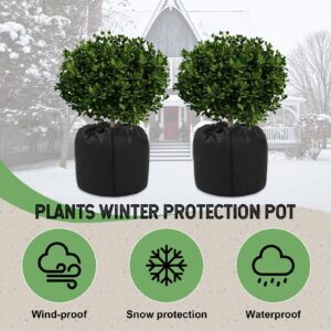 Ecmln 2PCS Plant Winter Protection Pot, Winter Plant Frost Protection Cover,16.9 * 19.2in Flower Pot Protection Bag for Winter Outdoor Fruit Trees Potted Plants Shrubs (2PCS)