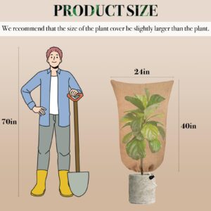 kopotma Burlap Plant Covers Freeze Protection, Burlap Bags for Plant Frost Cloth Plants Jacket Tree Cover, Winter Plant Cover Freeze Protection Cover Bags Blankets, 24x40in,2Packs