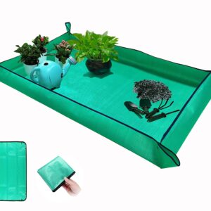 BIUWING Extra Large Plant Repotting Mat,Thickened Waterproof for Indoor Plant Transplanting and Mess Control,Foldable Succulent Portable Gardening Mat (43'*30',Green)