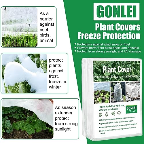 GonLei 2Pack 10X25 FT Plant Covers Freeze Protection1.05oz Garden Cover Plant Floating Blankets Row Cover,Winter Plants Frost Blanket for Outdoor,Plants Cloth Freeze Protection Fabric