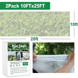 GonLei 2Pack 10X25 FT Plant Covers Freeze Protection1.05oz Garden Cover Plant Floating Blankets Row Cover,Winter Plants Frost Blanket for Outdoor,Plants Cloth Freeze Protection Fabric