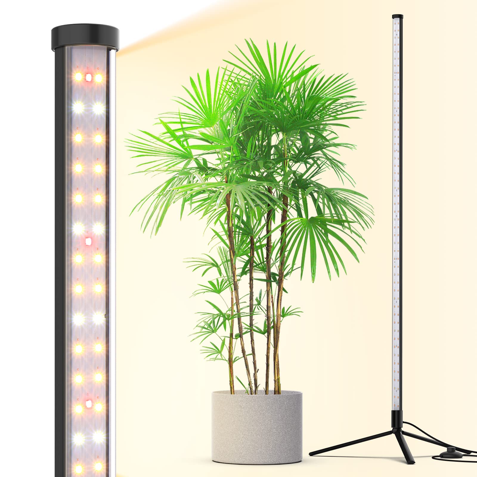 Barrina Grow Lights for Indoor Plants with Stand, 42W 169 LEDs Full Spectrum Wide Illumination Area, T10 Vertical Standing Plant Grow Light, 4FT Height with On/Off Switch and Tripod Floor Stand