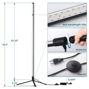 Barrina Grow Lights for Indoor Plants with Stand, 42W 169 LEDs Full Spectrum Wide Illumination Area, T10 Vertical Standing Plant Grow Light, 4FT Height with On/Off Switch and Tripod Floor Stand