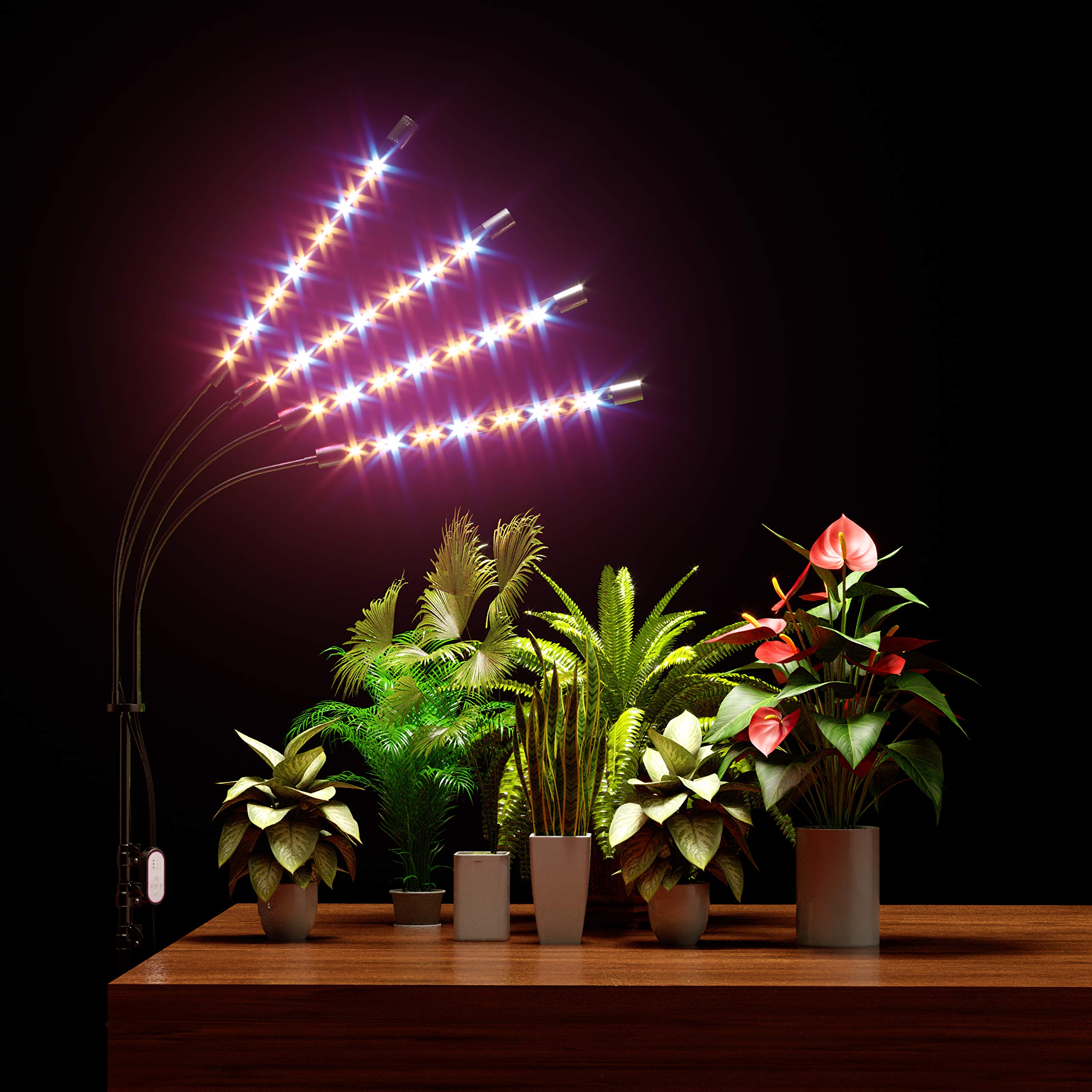 Grow Light with Stand, FRENAN Grow Lights for Indoor Plant with Red Blue & Full Spectrum, 10 Dimmable Brightness, 4/8/12H Timer, 3 Switch Modes, Adjustable Gooseneck, Suitable for Various plant Growth