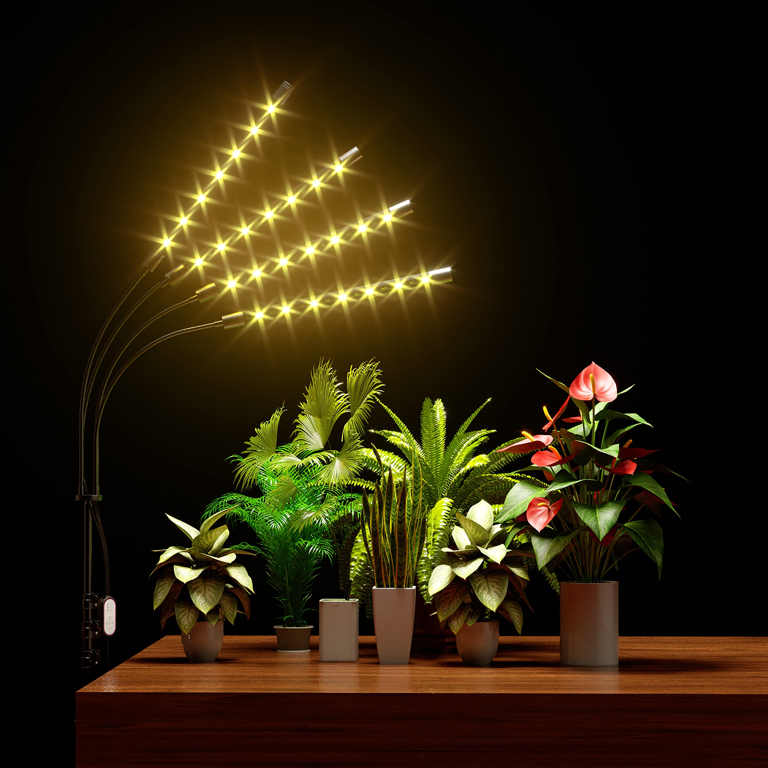 Grow Light with Stand, FRENAN Grow Lights for Indoor Plant with Red Blue & Full Spectrum, 10 Dimmable Brightness, 4/8/12H Timer, 3 Switch Modes, Adjustable Gooseneck, Suitable for Various plant Growth