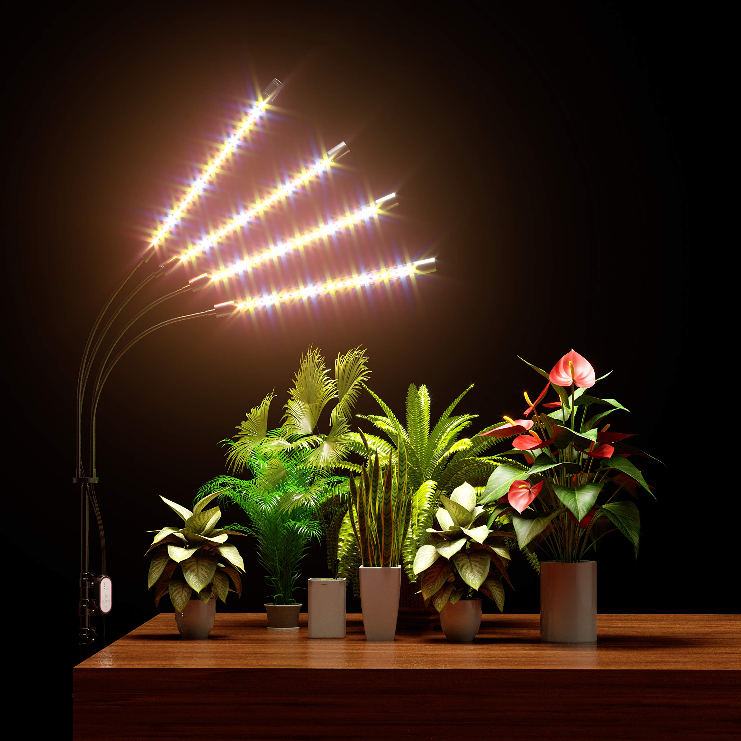 Grow Light with Stand, FRENAN Grow Lights for Indoor Plant with Red Blue & Full Spectrum, 10 Dimmable Brightness, 4/8/12H Timer, 3 Switch Modes, Adjustable Gooseneck, Suitable for Various plant Growth