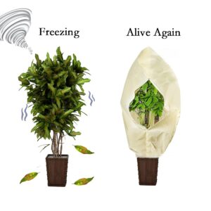 gardtree Winter Plant Frost Protection Covers 31" x 47" 2 Packs, Thicker 2.4oz/yd² Garden Cold Weather Tree Covers Freeze Protection Wrap with Zipper Drawstring for Shrub Fruit Tree, Potted Plants