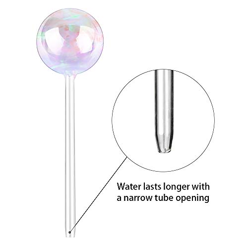 [2 PCS] Light Iridescent Rainbow Gradient Color Clear Glass Self-Watering System Spikes, Aqua Globes Automatic Plant Waterer Bulbs