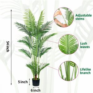 HAIHONG 4.5FT Artificial Palm Tree,Faux Areca Palm Plant with Real Touch Leaves and Adjustable Branches,Fake Tropical Palm Tree for Home Office Indoor Outdoor Modern Decoration