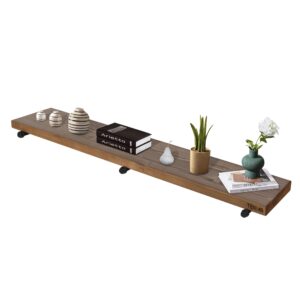 TEN49 Industrial Rustic Wood Wall Shelf - 60" Espresso Real Wooden Shelf w/ 1.8" Extra Thickness - Modern Interior Decor Floating Shelving w/ Pipe Brackets - Farmhouse Style Bookshelf - Set of 1