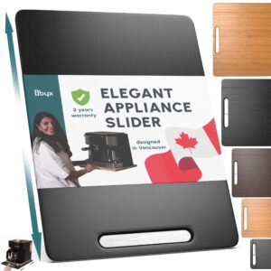 ibyx elegant sliding tray for your coffee maker & heavy kitchen appliances - patent pending - sturdy, slides easily from under the cabinet - rolling appliance tray for countertop with wheels 12”x16”