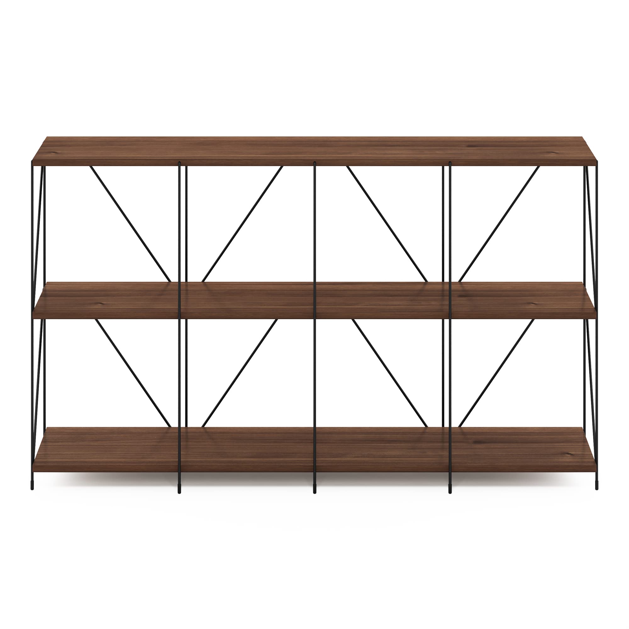 Furinno Besi 4 x 2 Multipurpose Shelf Display Rack with Metal Frame, Walnut Cove