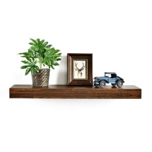 WELLAND Colin 10" Deep Floating Shelves Rustic Wall Shelf Wall Mounted Wooden Shelves (Walnut, 24X10X2.75 inch)