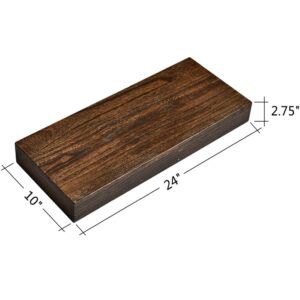 WELLAND Colin 10" Deep Floating Shelves Rustic Wall Shelf Wall Mounted Wooden Shelves (Walnut, 24X10X2.75 inch)