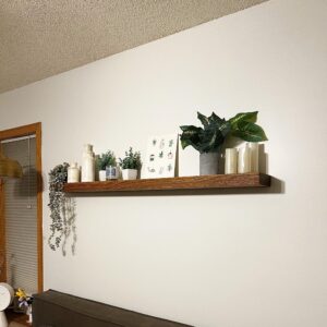 Joel's Antiques |48 inch Floating Shelves for Wall | Natural Wood, Easy Install | Heavy Duty Rustic Book Shelves | Bathroom, Kitchen, Living Room | 2 inches Thick | 6 inches deep | Medium Brown