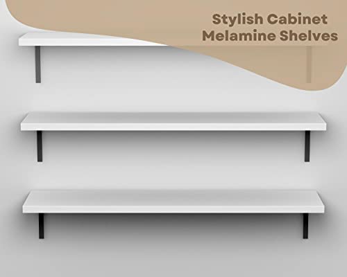 White Cabinet Shelves Melamine 1/2'' Thick, Custom, Cut to Size. (12'' Depth x 14' Inches Length)