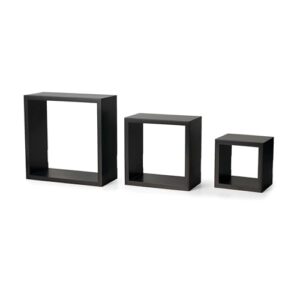 Melannco Floating Wall Square Cube Shelves for Bedroom, Living Room, Bathroom, Kitchen - Wood, Set of 3, Espresso