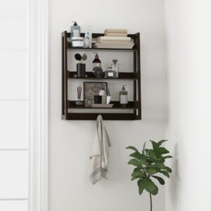 UTEX Bathroom Wall Shelf, 3 Tier Wall Mount Floating Shelves, Over Toilet Storage Shelf Organizer, Espresso